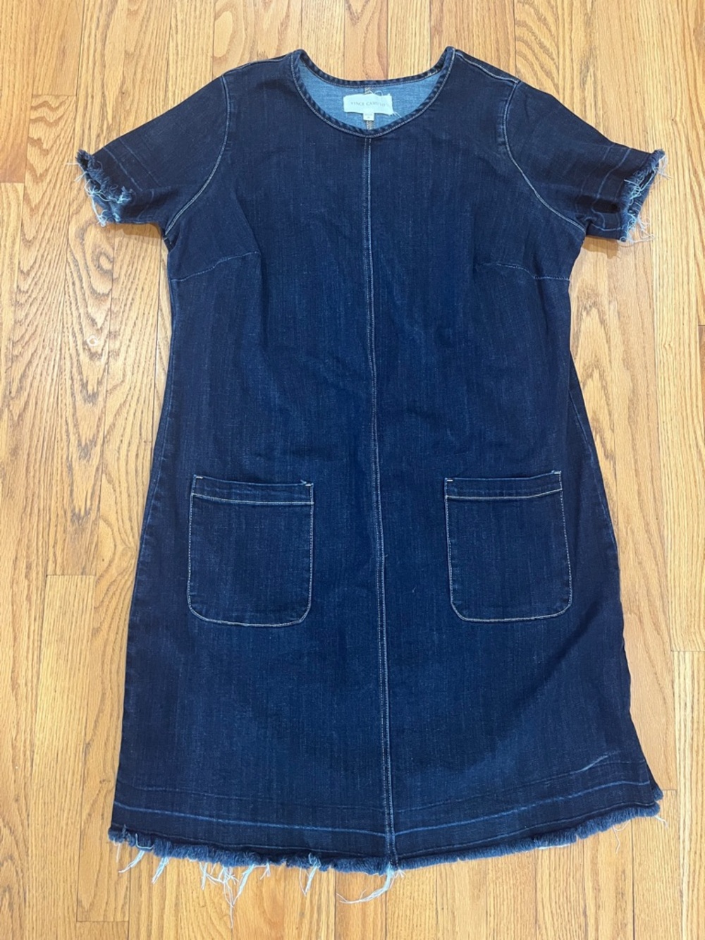 TWO By Vince Camuto Dark Denim Released Hem Shift Dress 1X Spring Summer